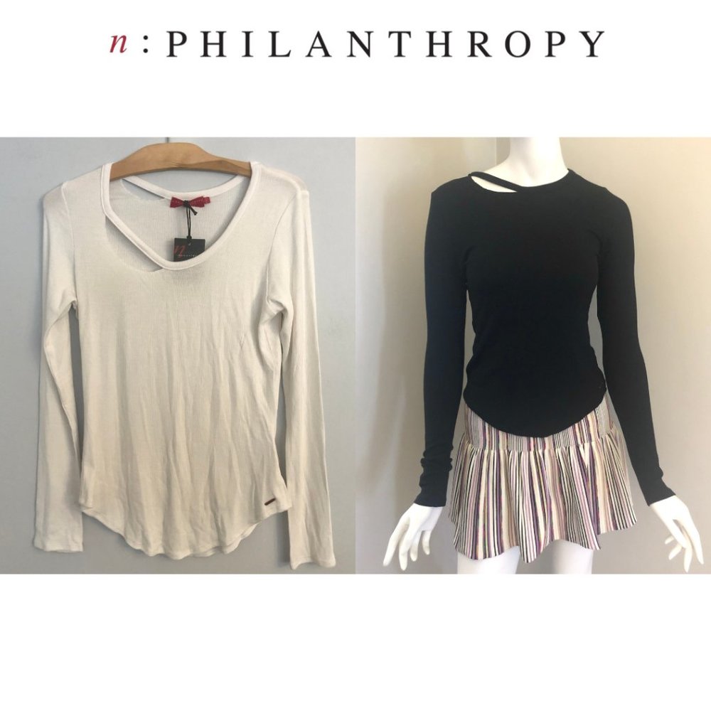 n:Philanthropy Ribbed Cutout Long Sleeve Tee